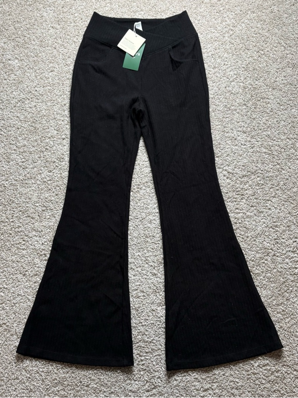 HALARA Ribbed Crossover Flare Pants - Picture 2 of 5